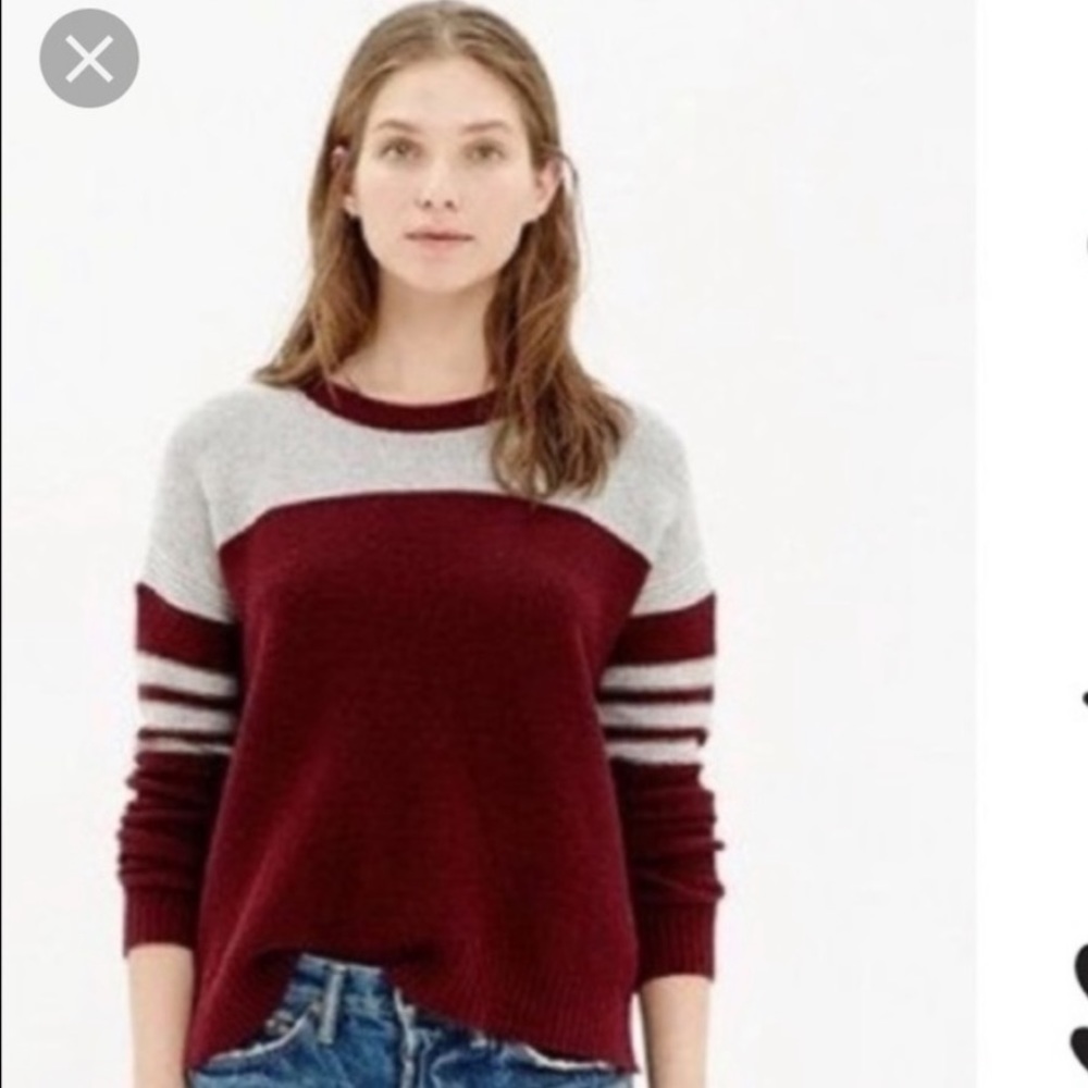 MADEWELL Cotton Thermal Sweater in Maroon and Gray Stripe